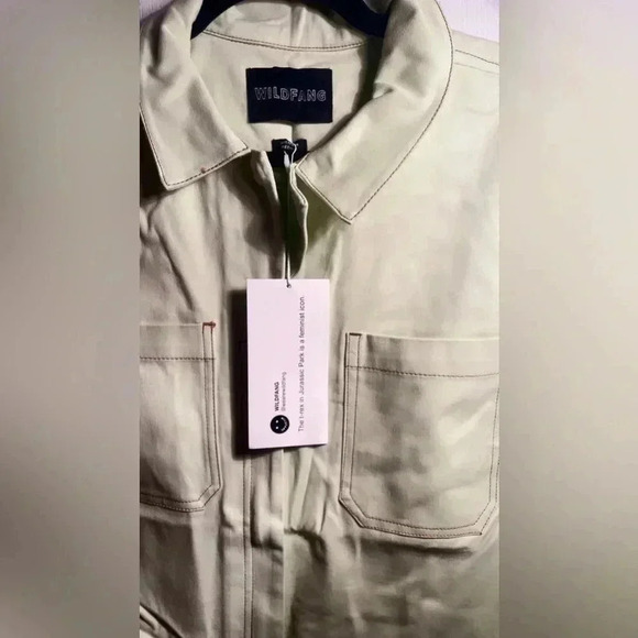 NWT Wildfang The Essentail short sleeve cotton green athletic pockets Coverall M - Picture 3 of 6